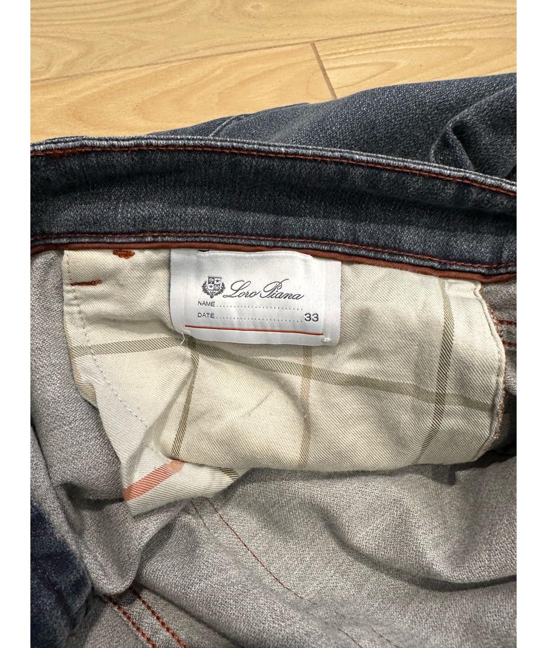 LORO PIANA Антрацитовые хлопковые джинсы скинни, фото 5