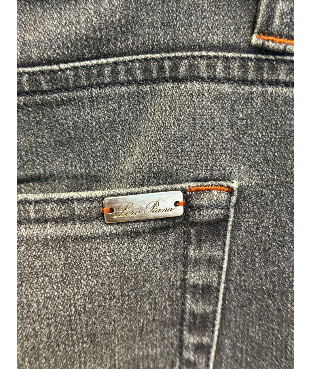 LORO PIANA Антрацитовые хлопковые джинсы скинни, фото 4