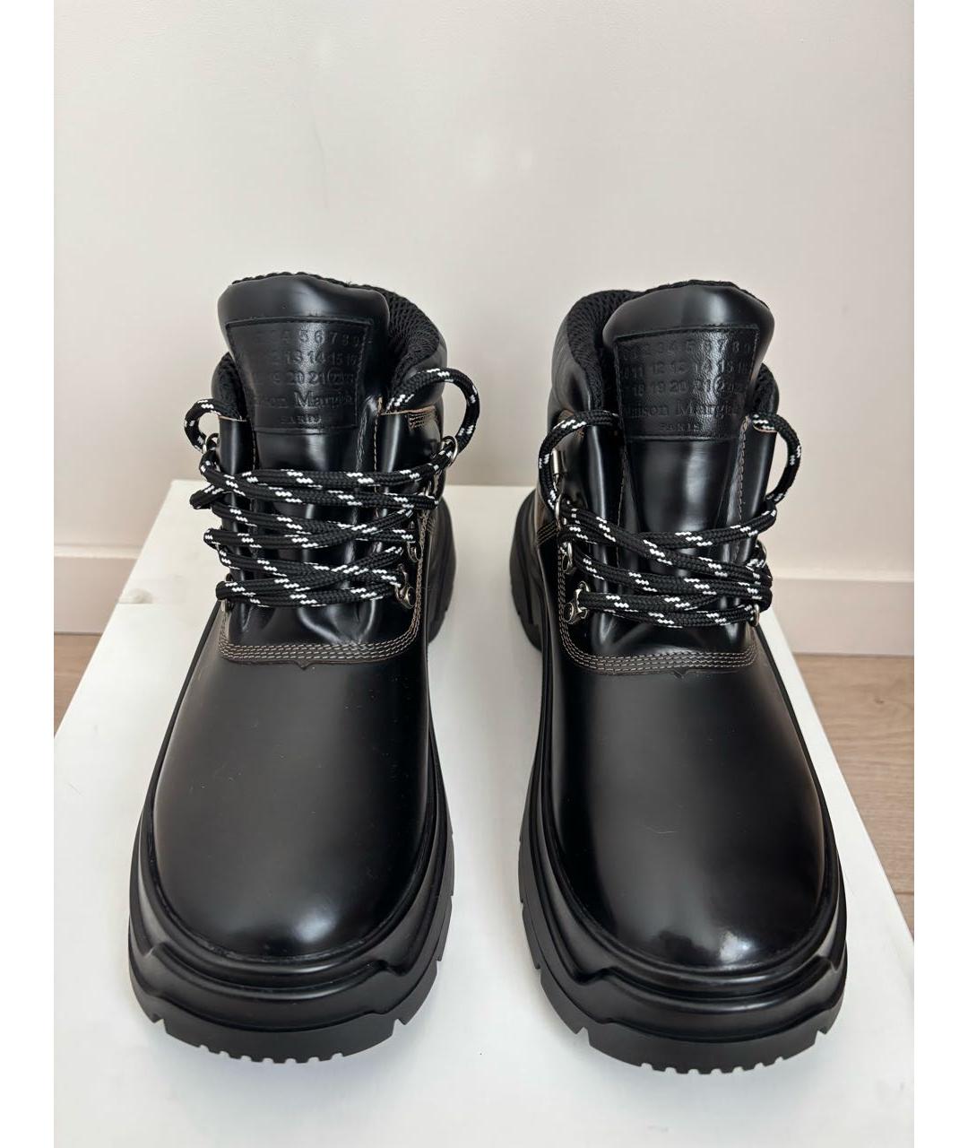 MAISON MARGIELA Черные кожаные ботинки, фото 2