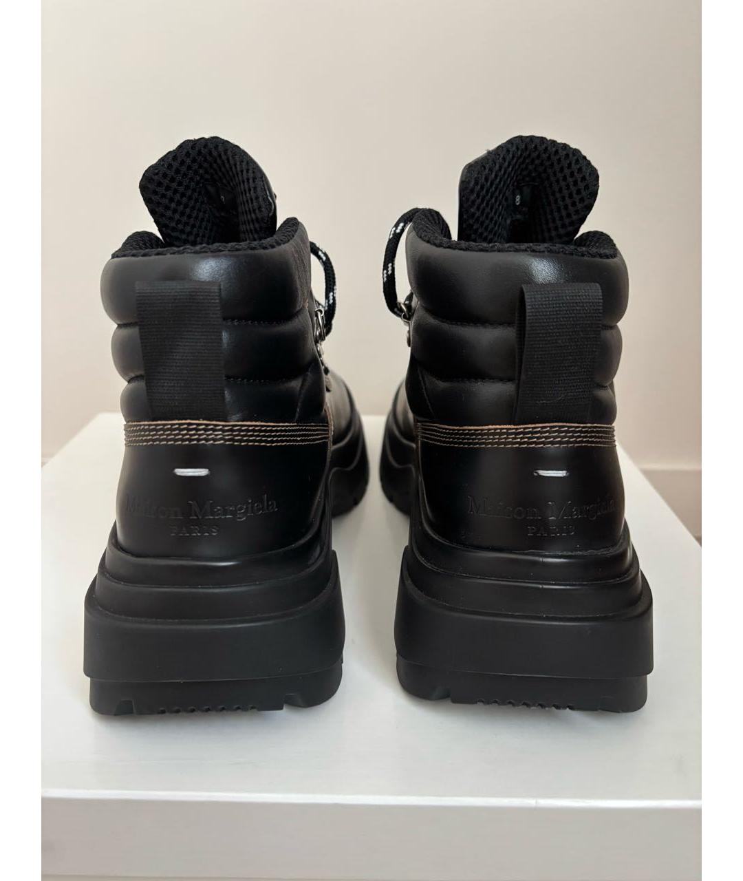 MAISON MARGIELA Черные кожаные ботинки, фото 4