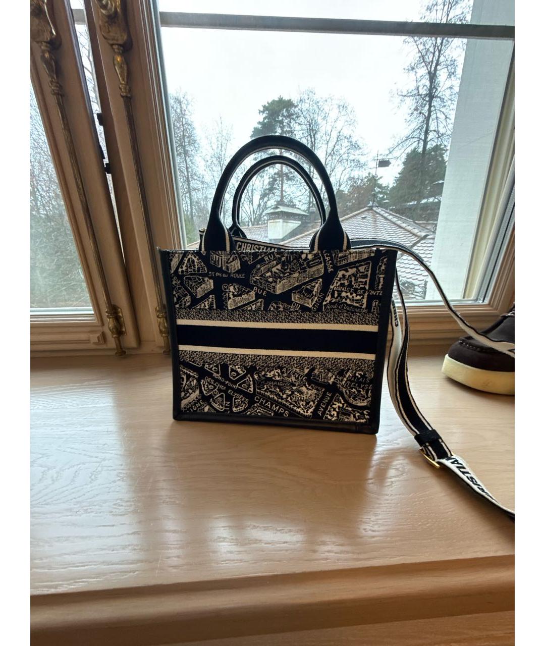 CHRISTIAN DIOR Черная жаккардовая сумка тоут, фото 3