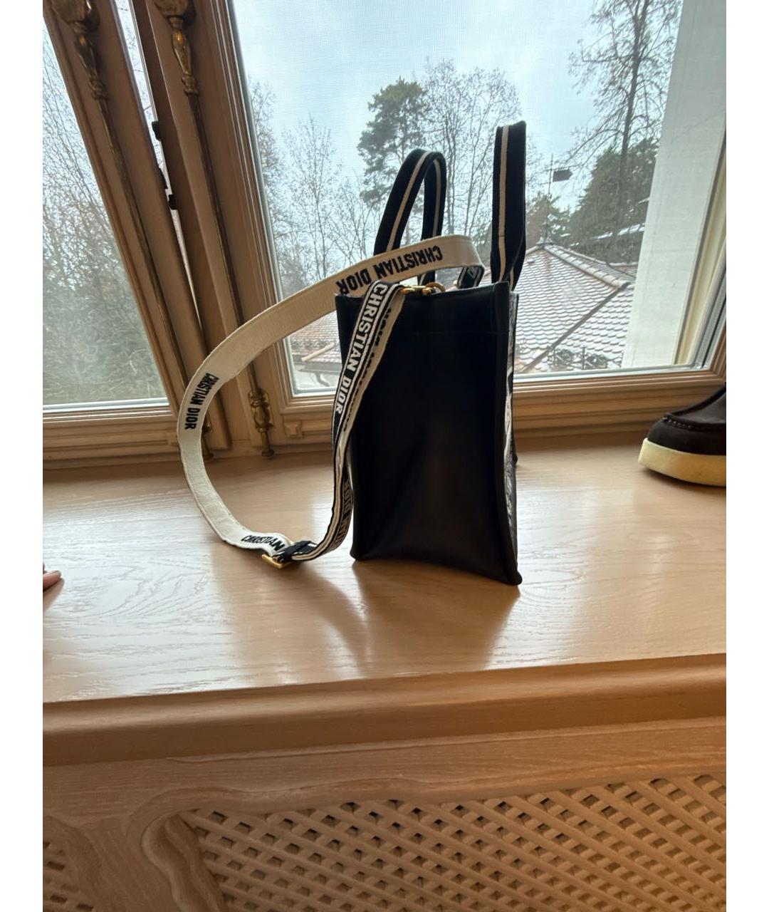 CHRISTIAN DIOR Черная жаккардовая сумка тоут, фото 2