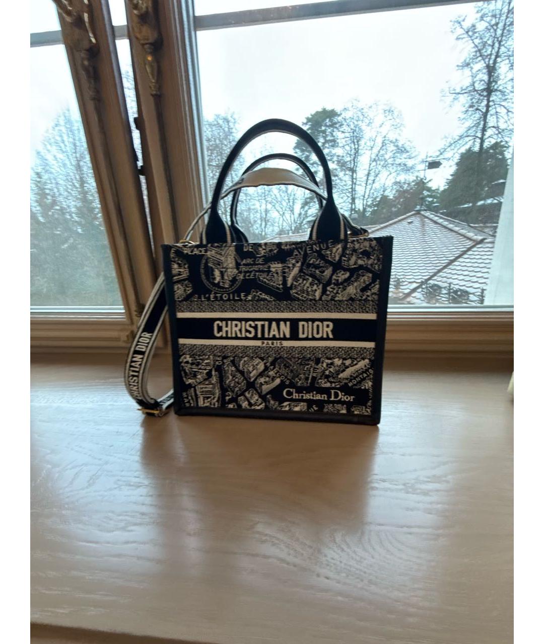 CHRISTIAN DIOR Черная жаккардовая сумка тоут, фото 5