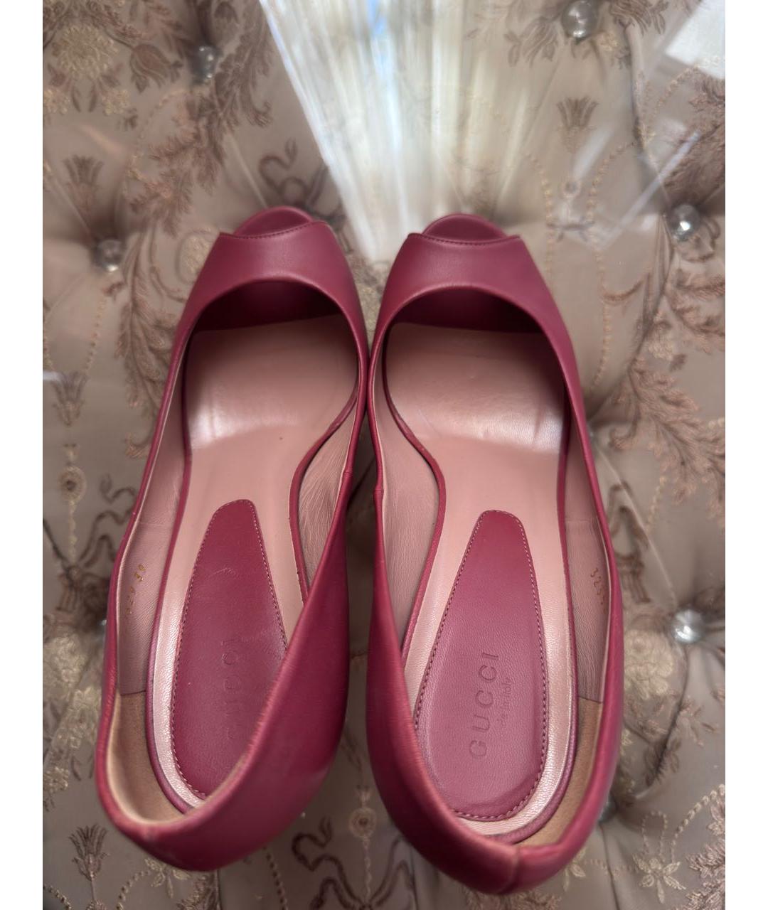 GUCCI Розовые кожаные туфли, фото 3