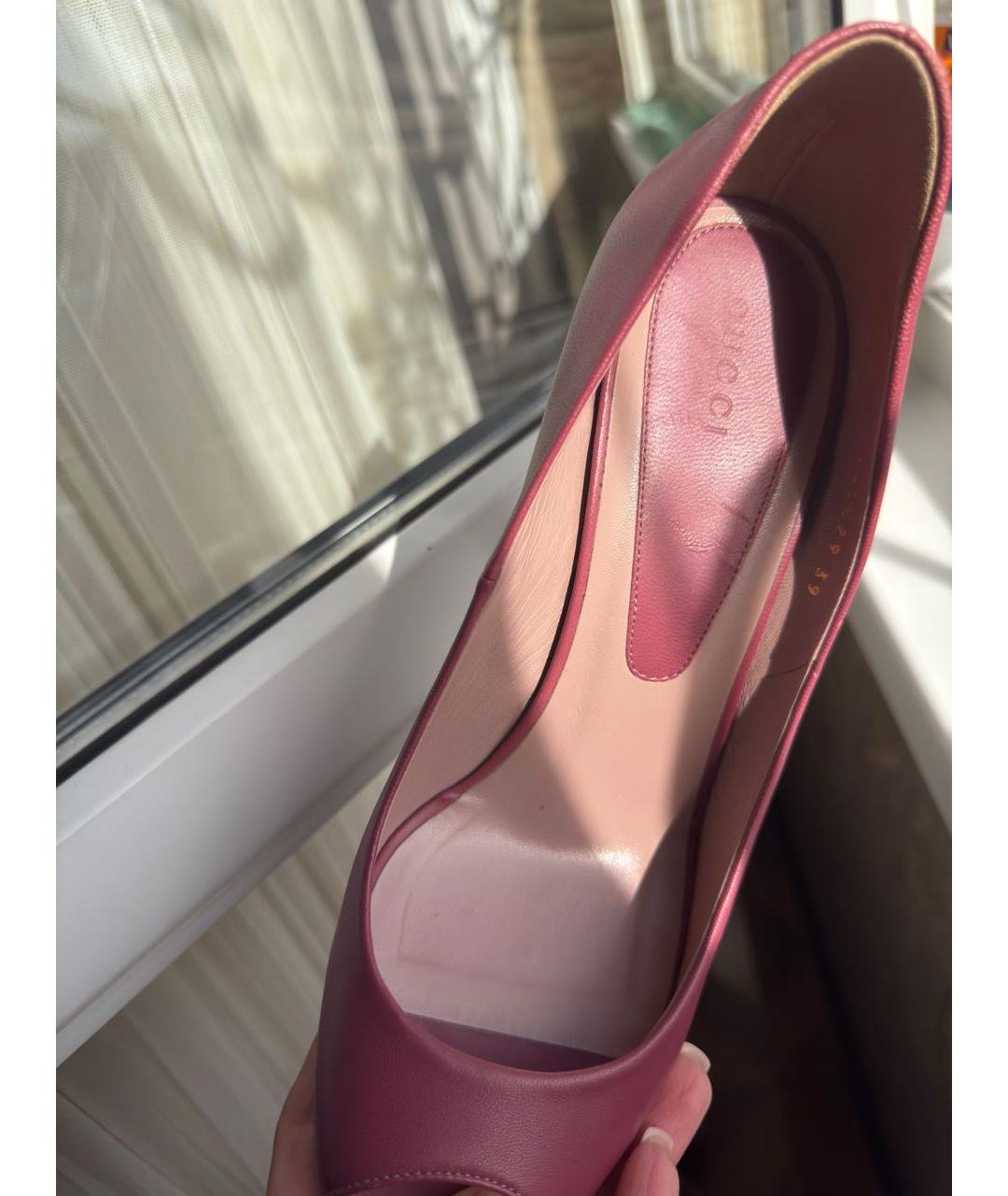 GUCCI Розовые кожаные туфли, фото 6