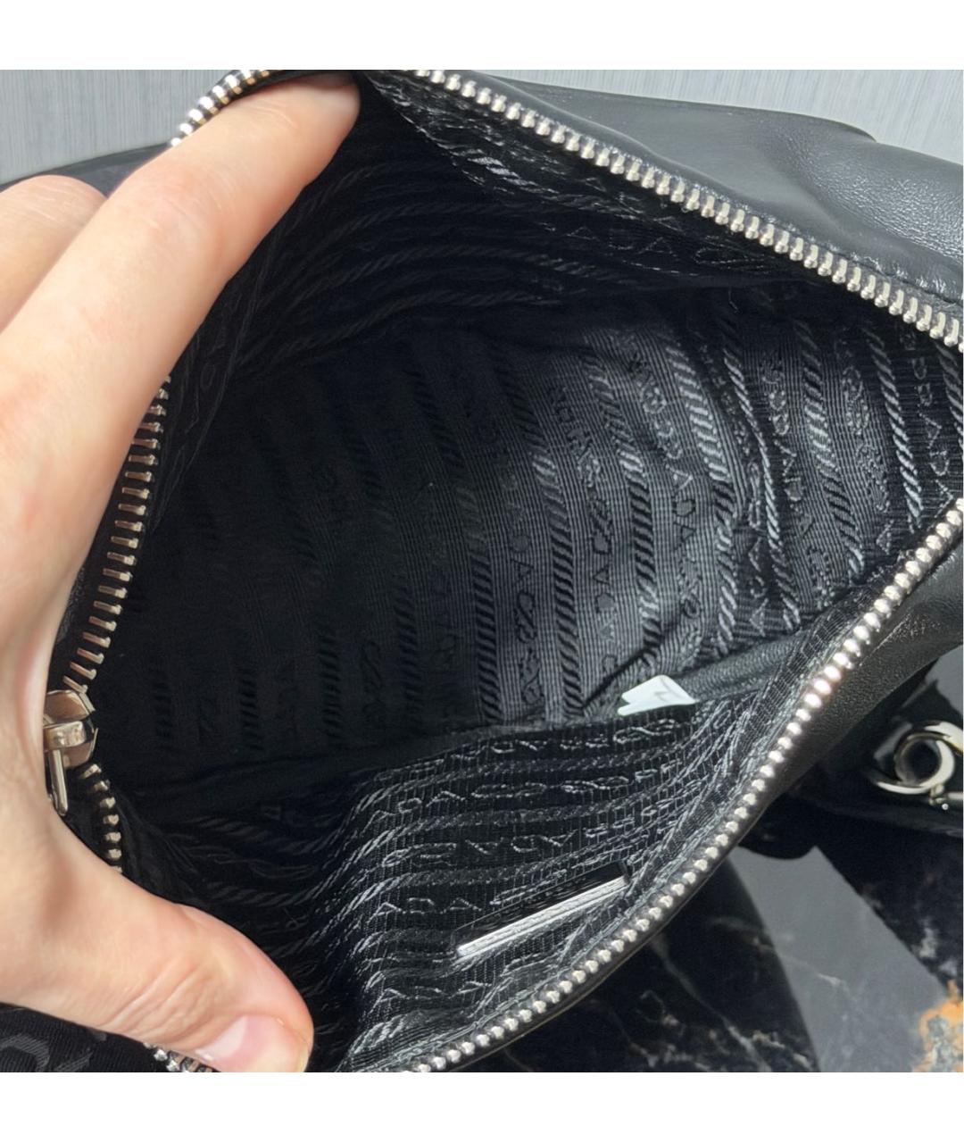 PRADA Черная кожаная сумка через плечо, фото 4