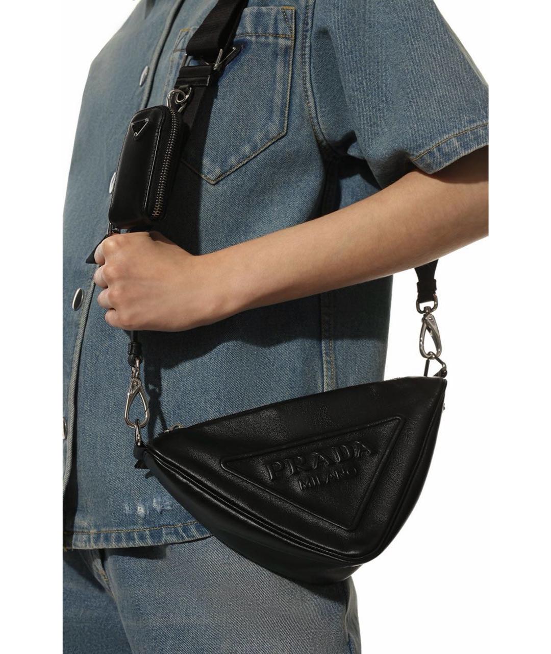 PRADA Черная кожаная сумка через плечо, фото 5
