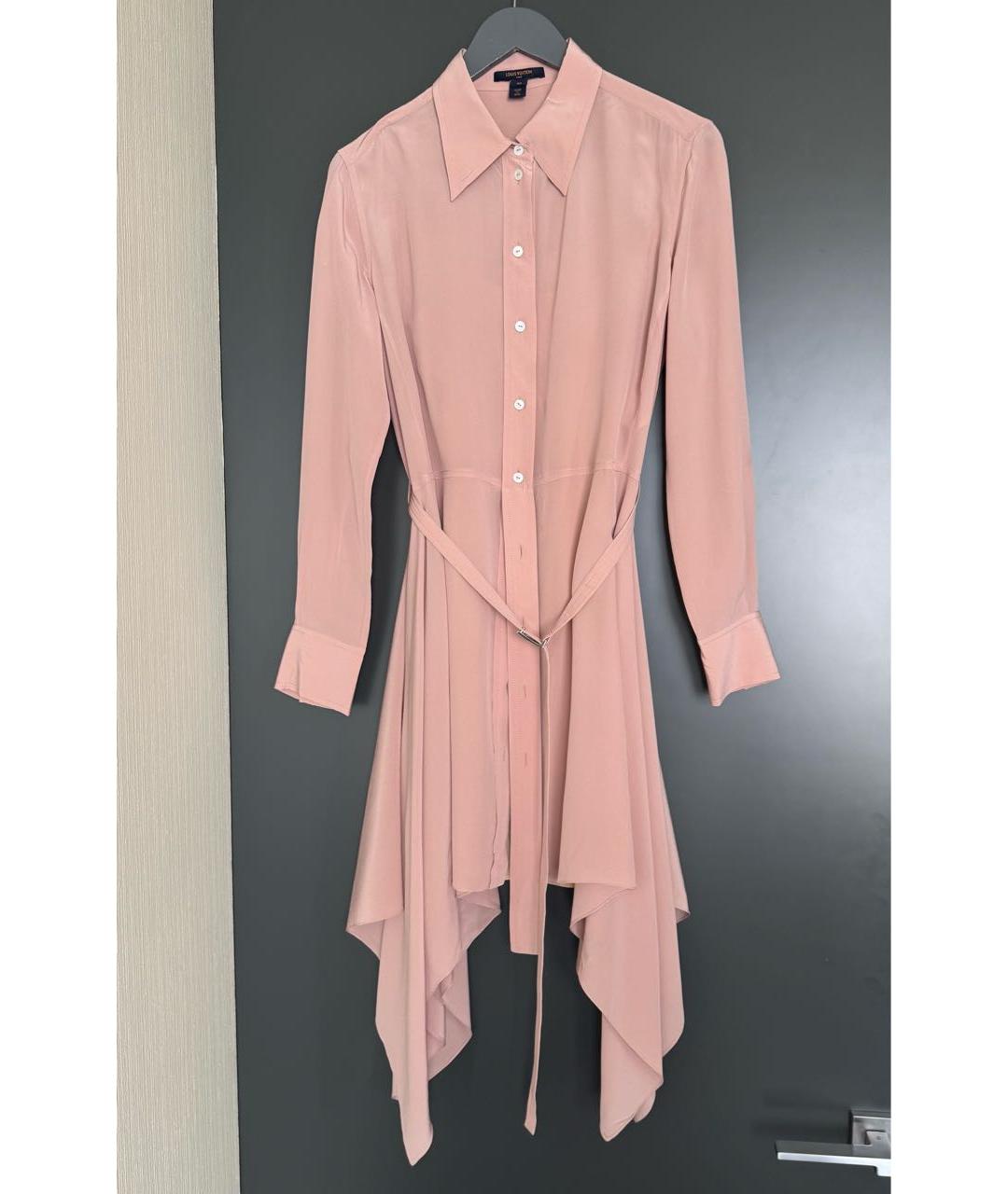 LOUIS VUITTON Розовое шелковое повседневное платье, фото 8