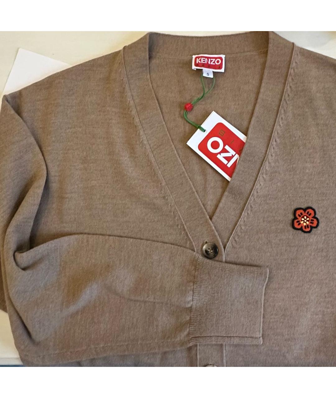KENZO Бежевый шерстяной кардиган, фото 7