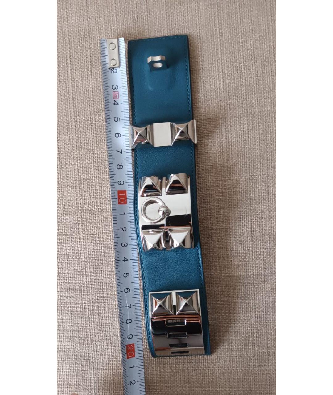 HERMES Синий кожаный браслет, фото 6