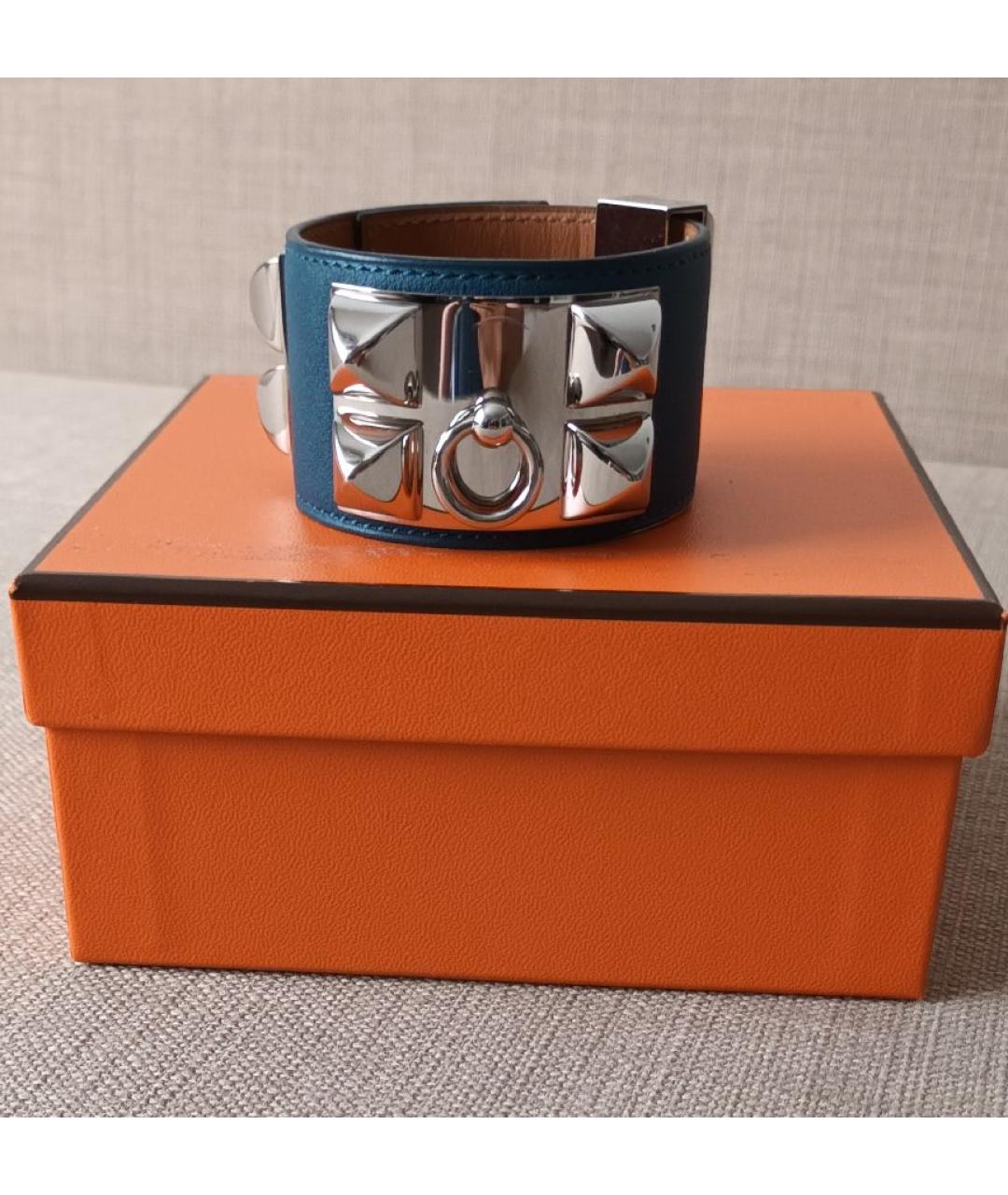 HERMES Синий кожаный браслет, фото 2