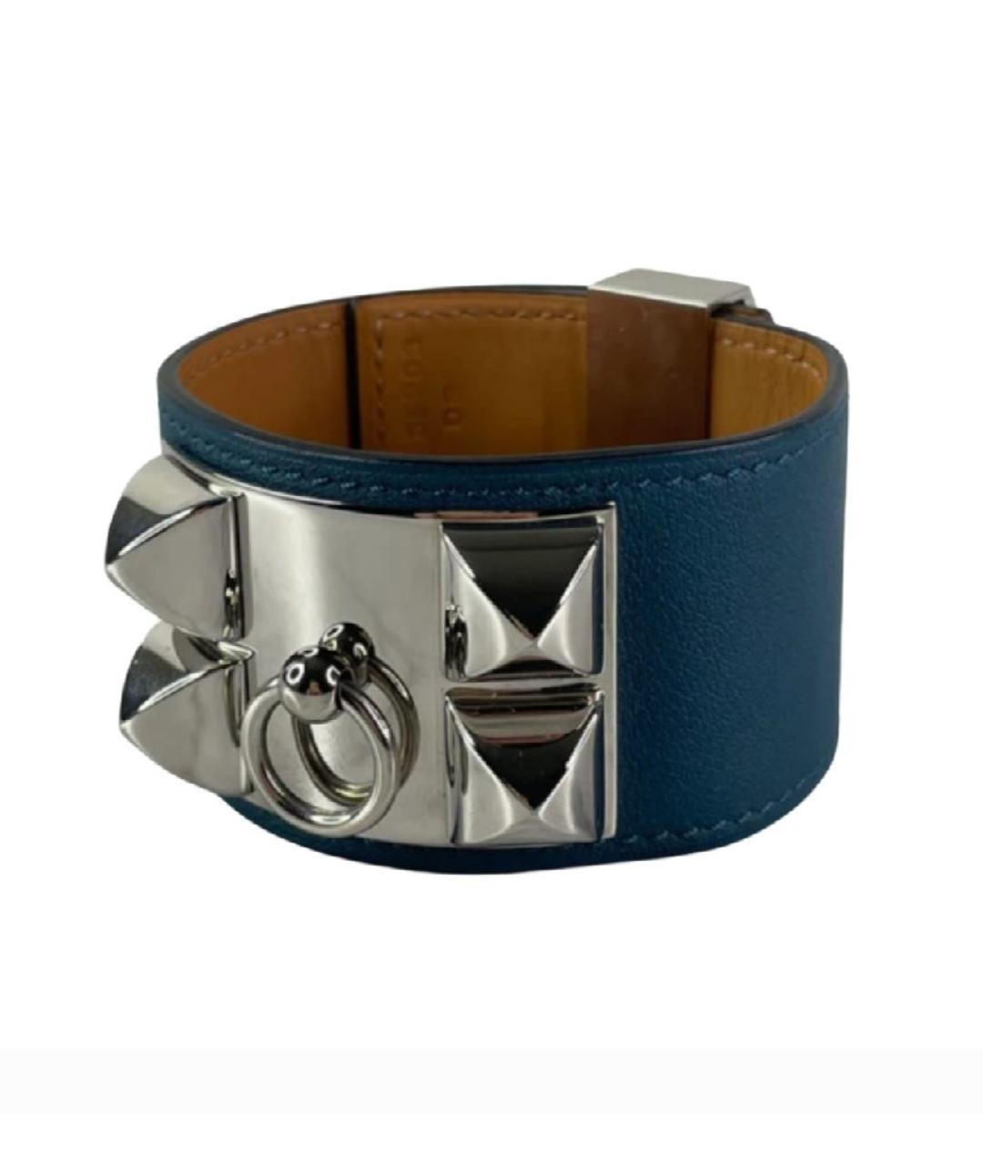 HERMES Синий кожаный браслет, фото 1