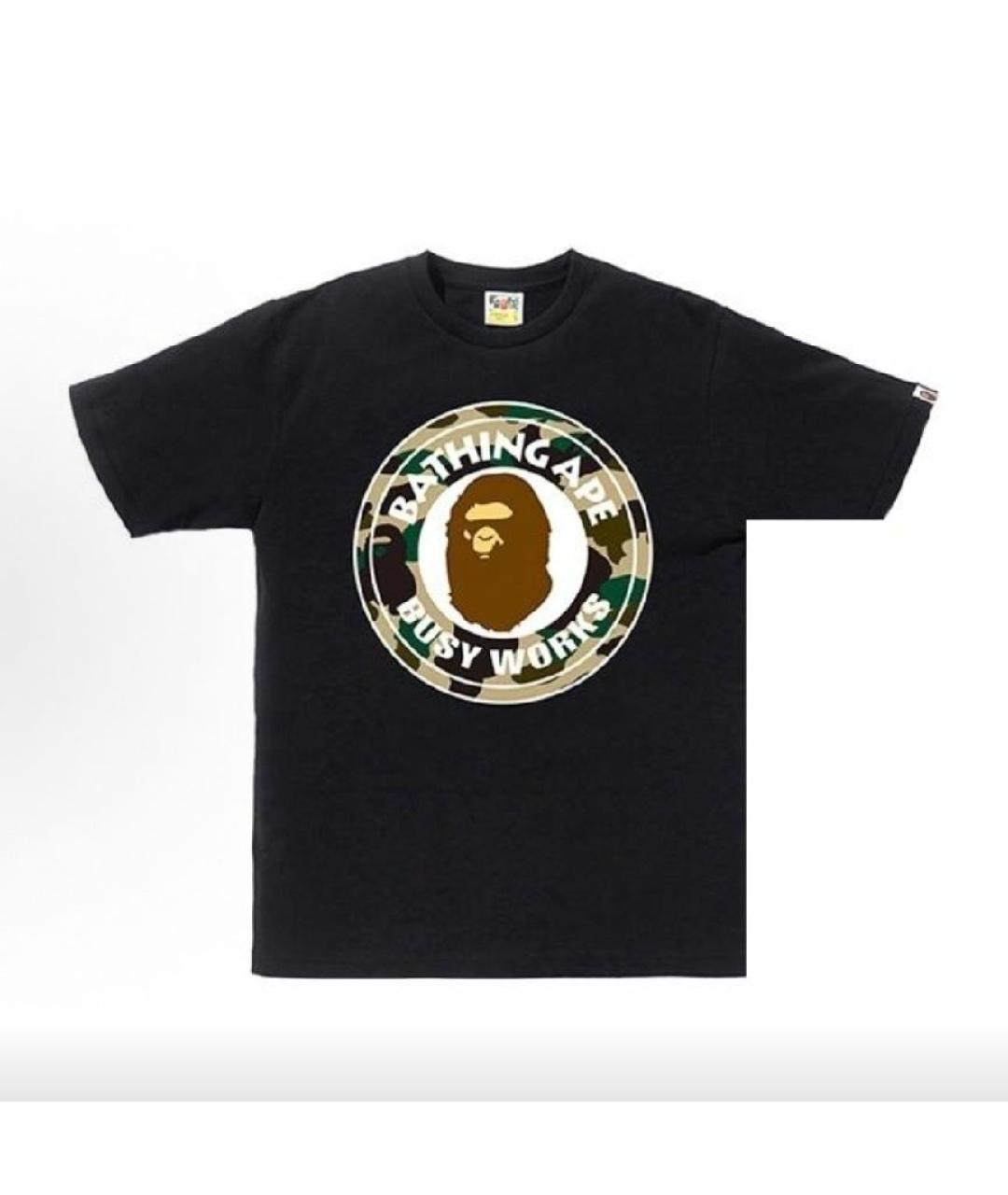 A BATHING APE Черная хлопковая футболка, фото 3