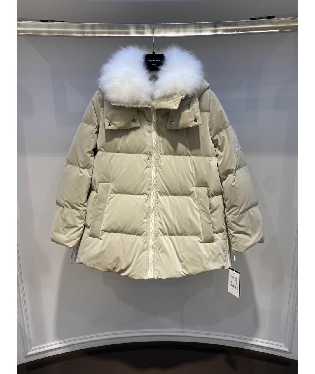 YVES SALOMON Бежевая полиэстеровая куртка, фото 3