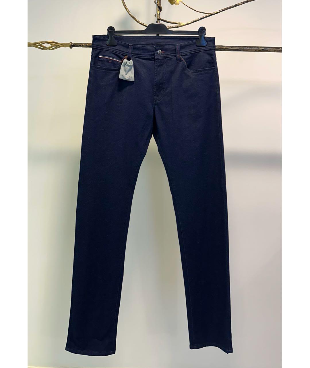 CANALI Темно-синие хлопковые прямые джинсы, фото 7