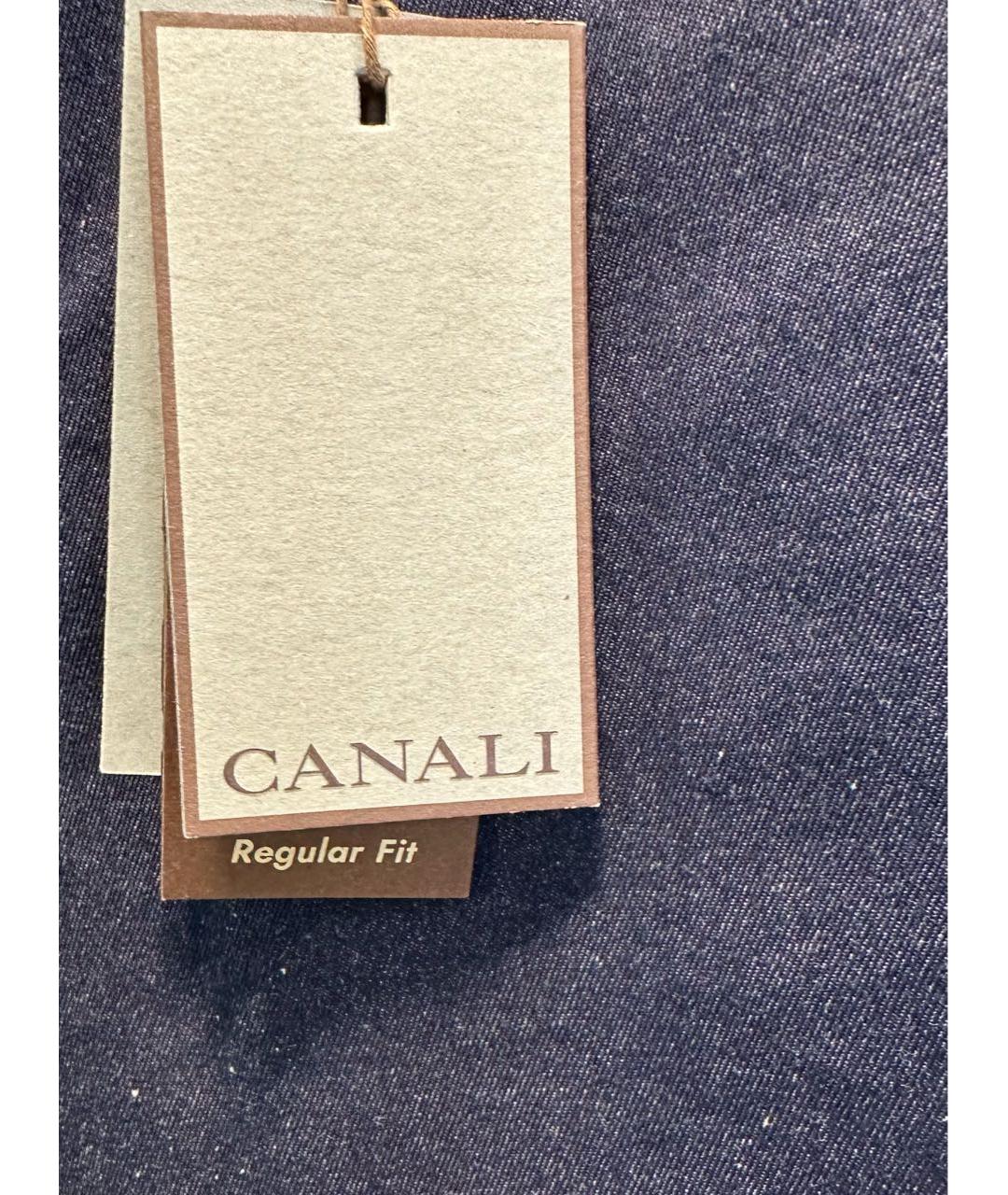 CANALI Темно-синие хлопковые прямые джинсы, фото 6