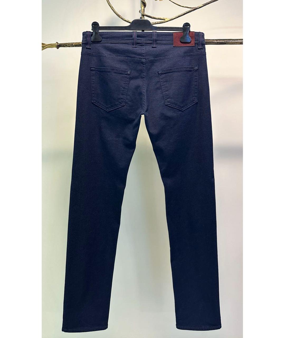 CANALI Темно-синие хлопковые прямые джинсы, фото 2