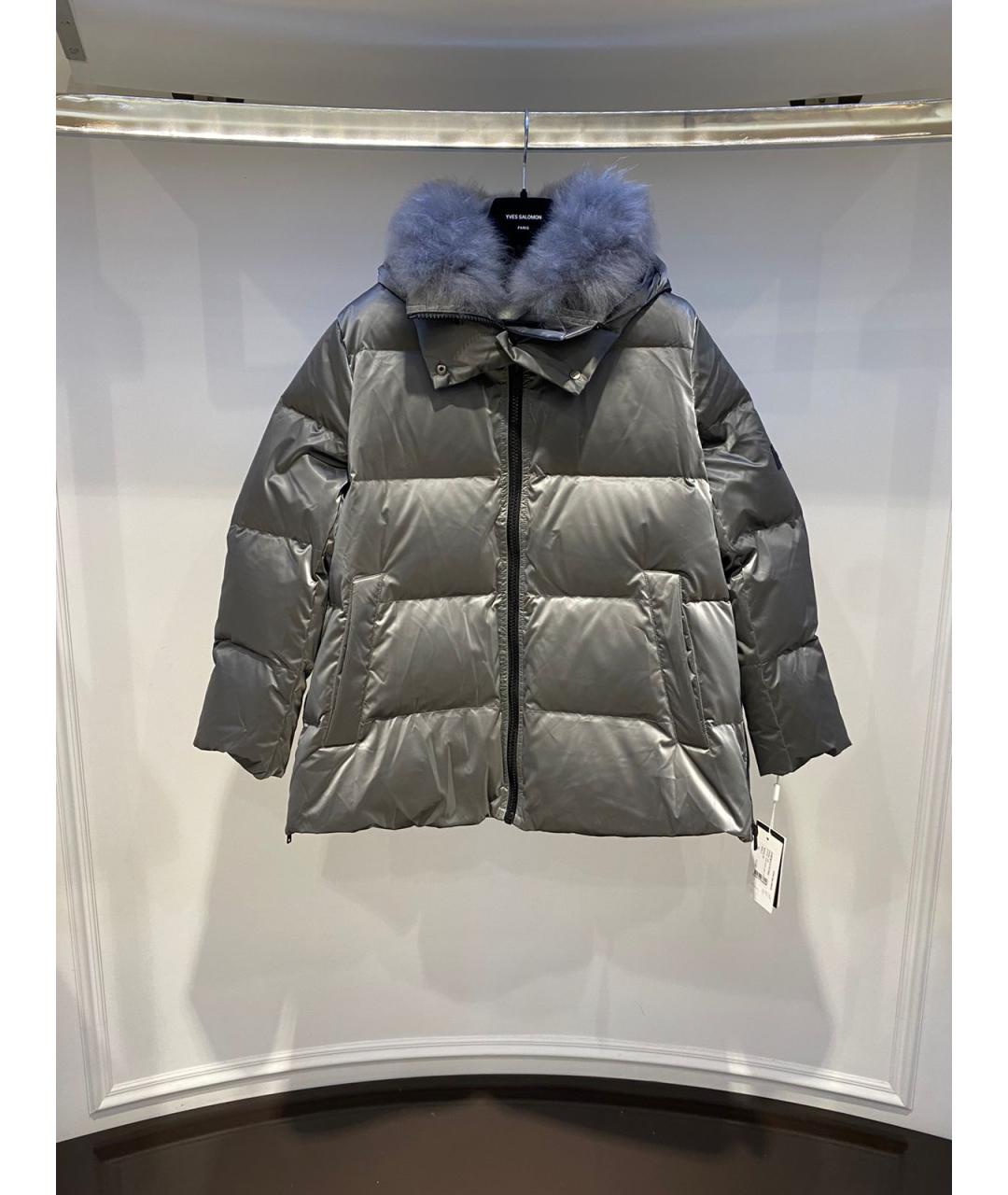 YVES SALOMON Серая полиэстеровая куртка, фото 3