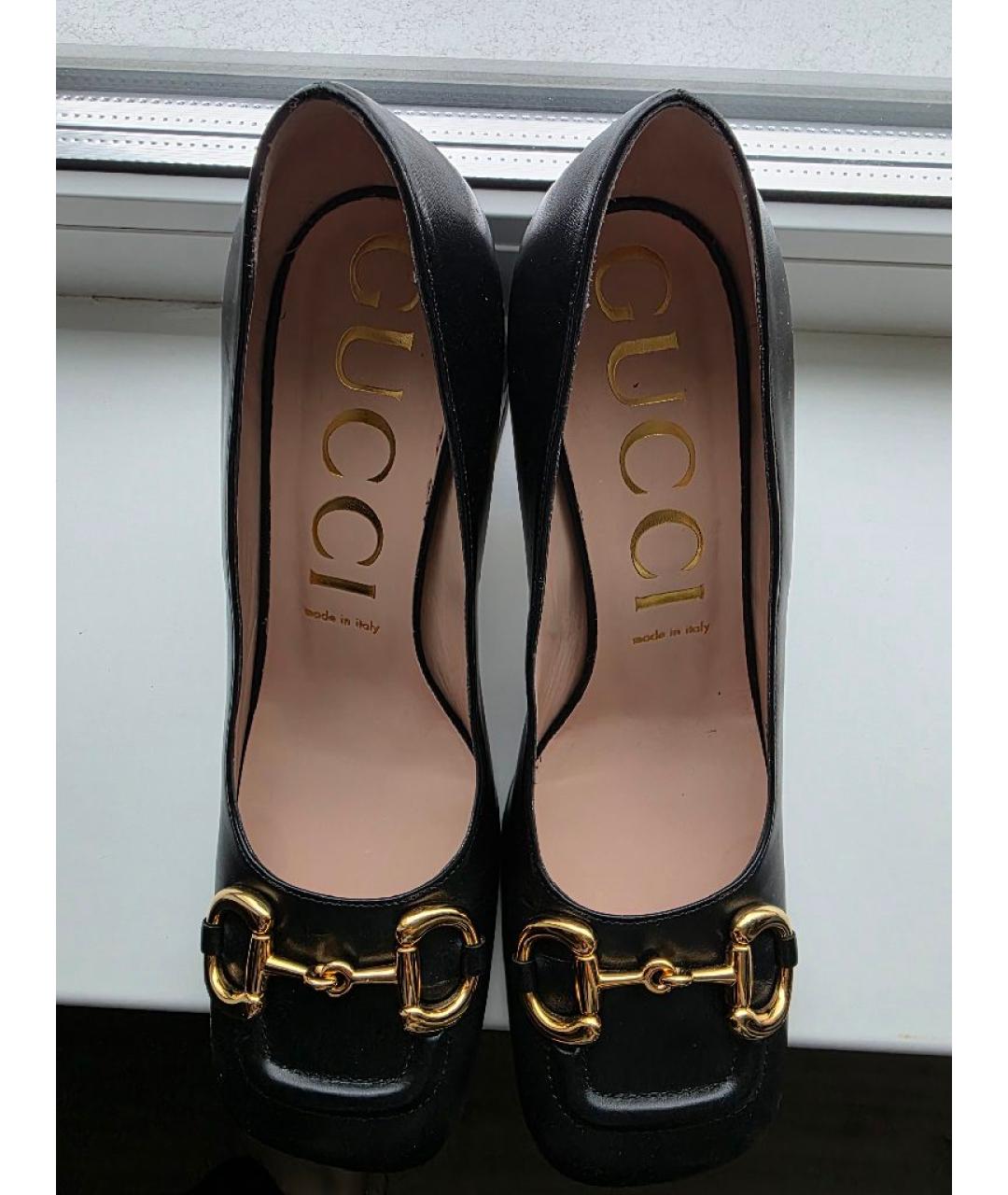 GUCCI Черные кожаные туфли, фото 3