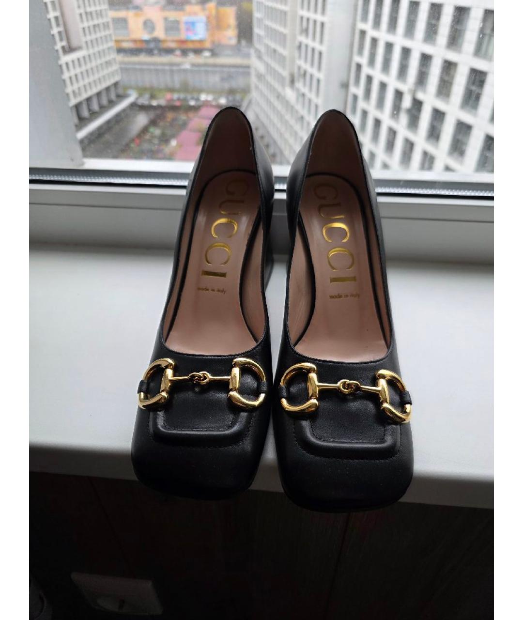 GUCCI Черные кожаные туфли, фото 2