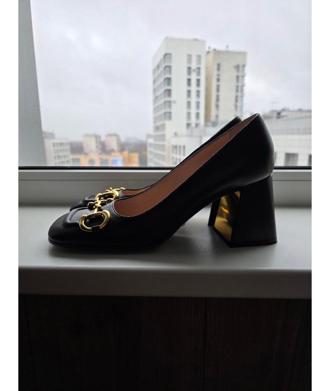 GUCCI Черные кожаные туфли, фото 6