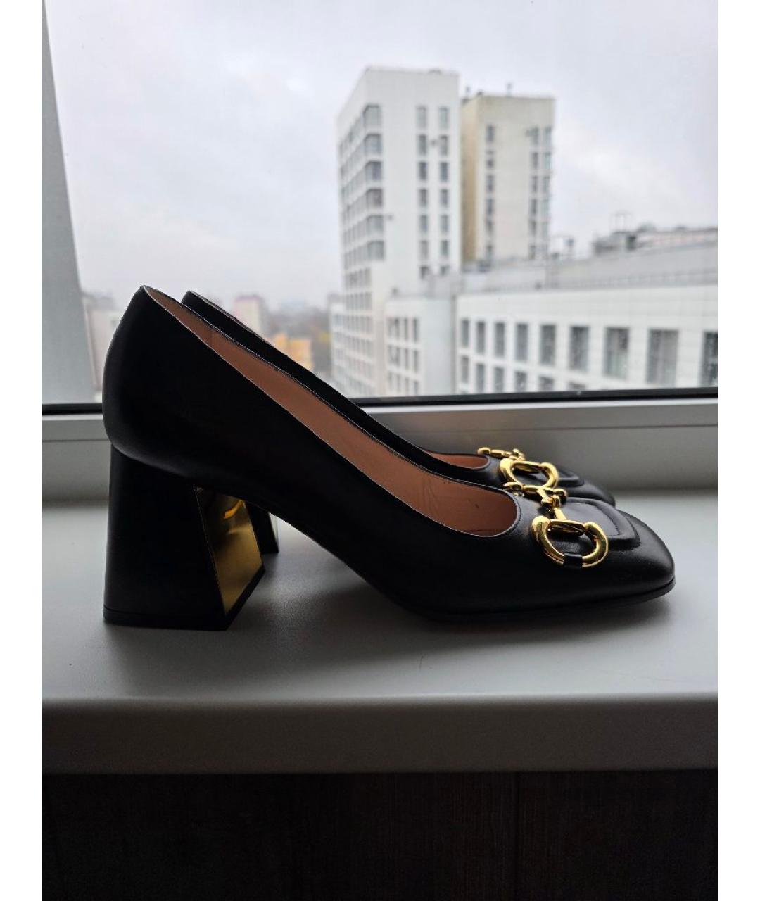 GUCCI Черные кожаные туфли, фото 9