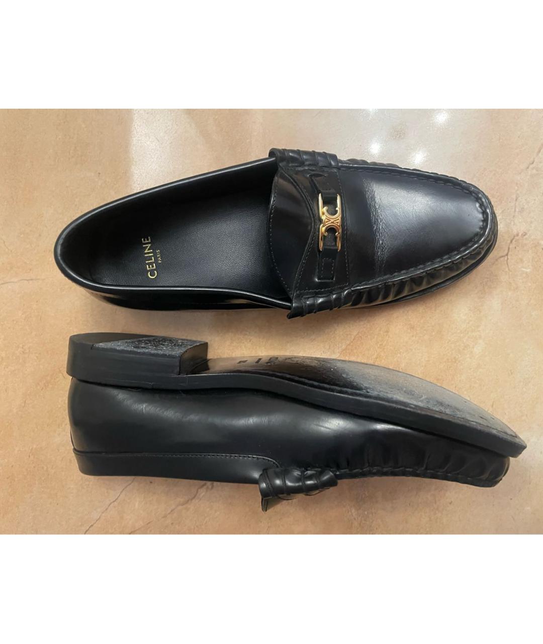 CELINE Черные кожаные мокасины, фото 8