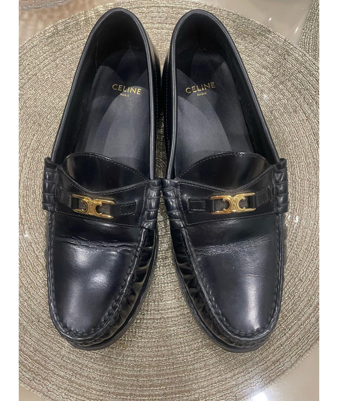 CELINE Черные кожаные мокасины, фото 3