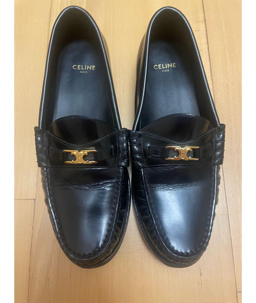 CELINE Черные кожаные мокасины, фото 2