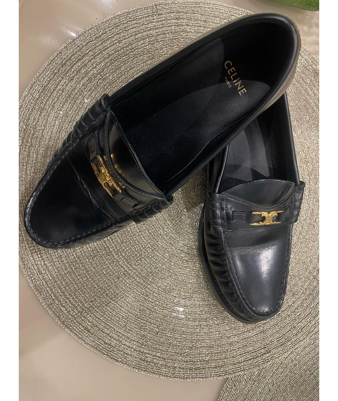 CELINE Черные кожаные мокасины, фото 9