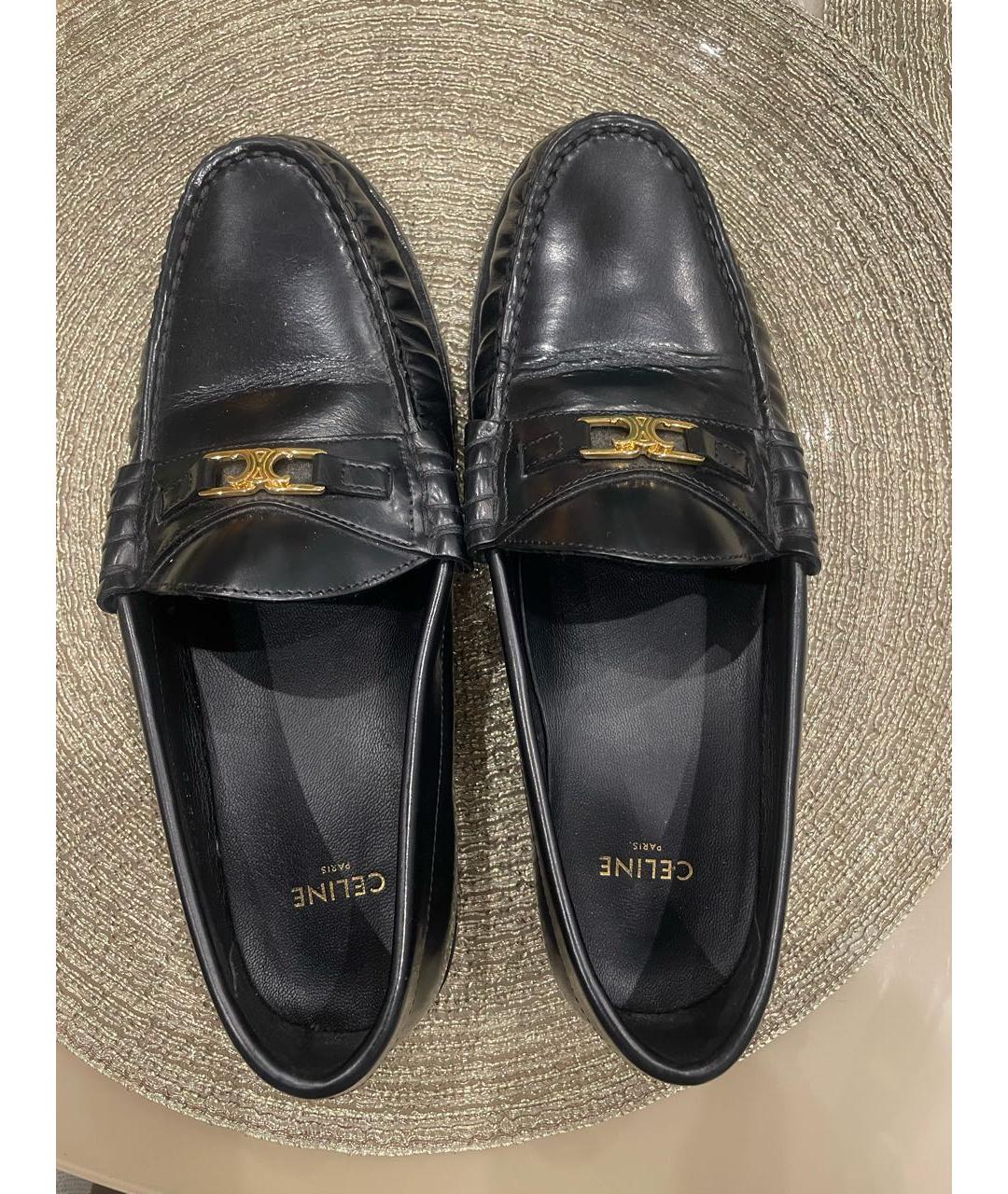 CELINE Черные кожаные мокасины, фото 4