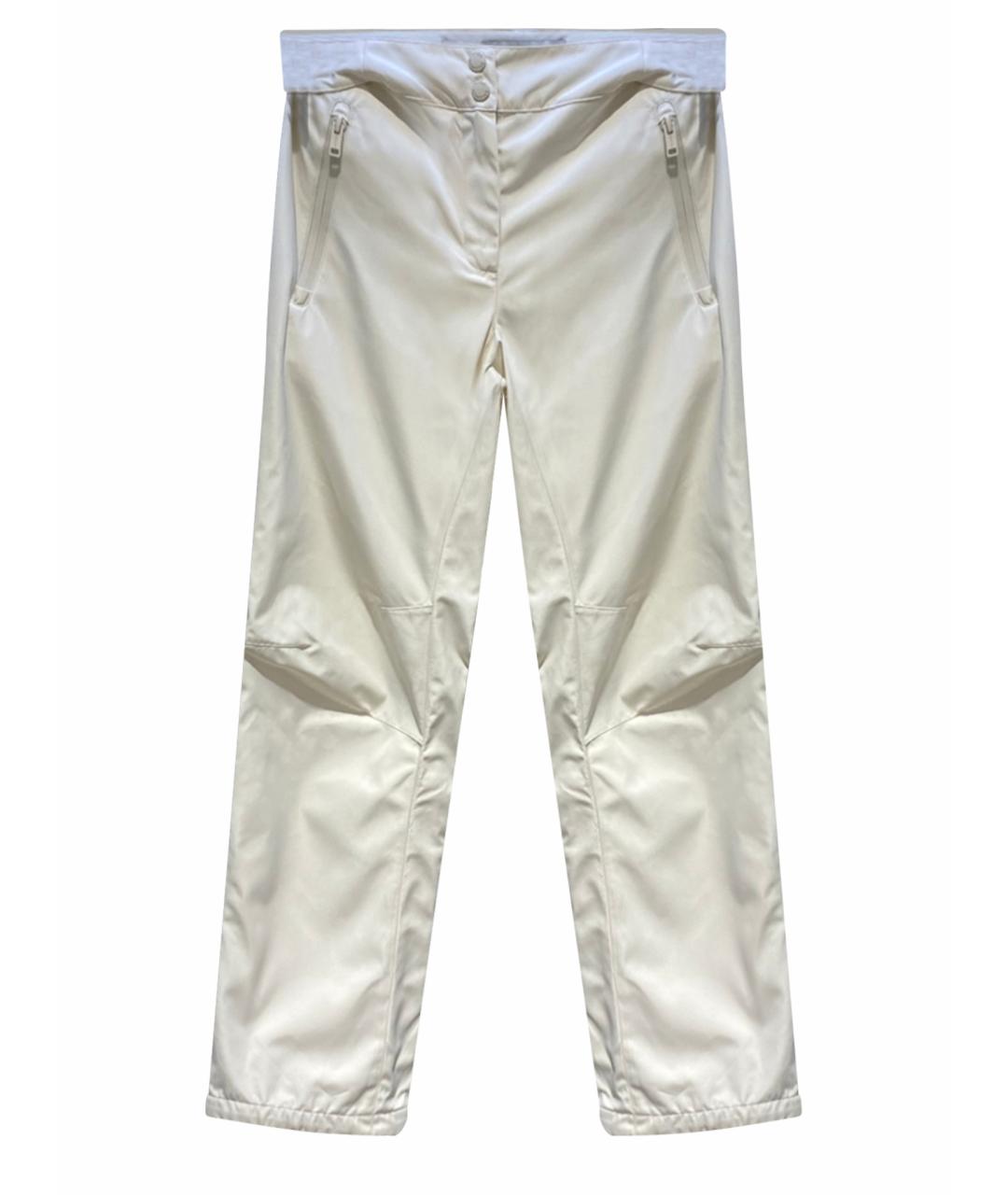 YVES SALOMON Белые полиэстеровые прямые брюки, фото 1