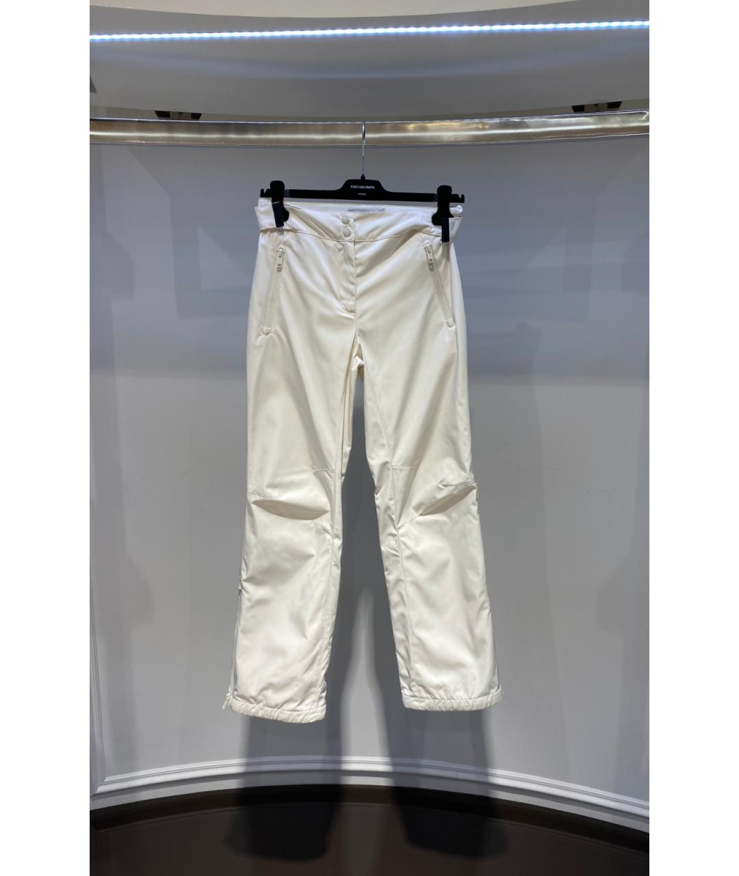 YVES SALOMON Белые полиэстеровые прямые брюки, фото 3