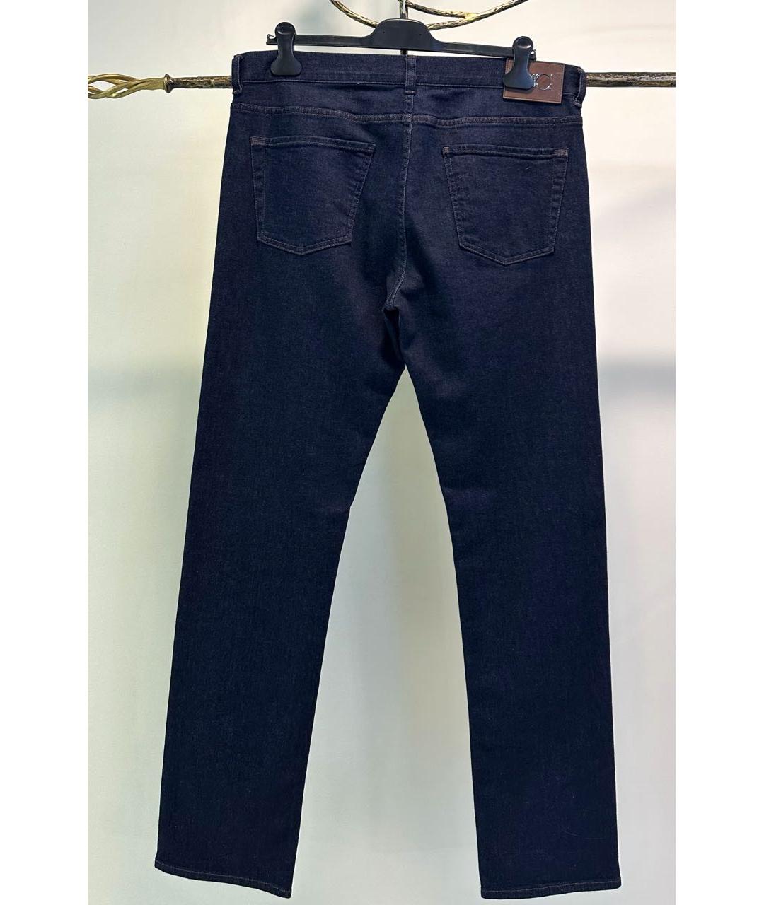 CANALI Темно-синие хлопковые прямые джинсы, фото 2