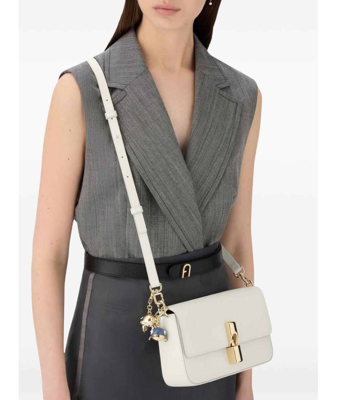 FURLA Белая кожаная сумка через плечо, фото 3