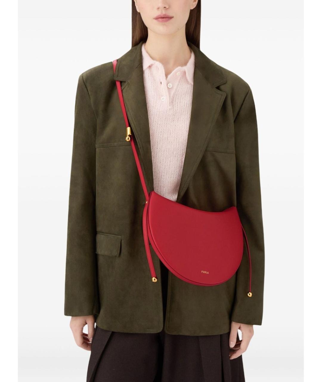 FURLA Красная кожаная сумка через плечо, фото 3