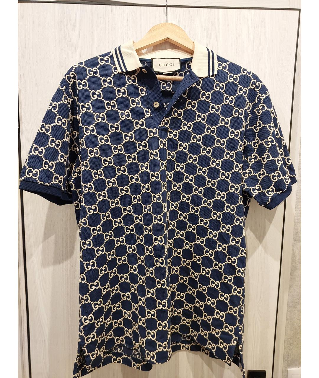 GUCCI Синее хлопковое поло с коротким рукавом, фото 7