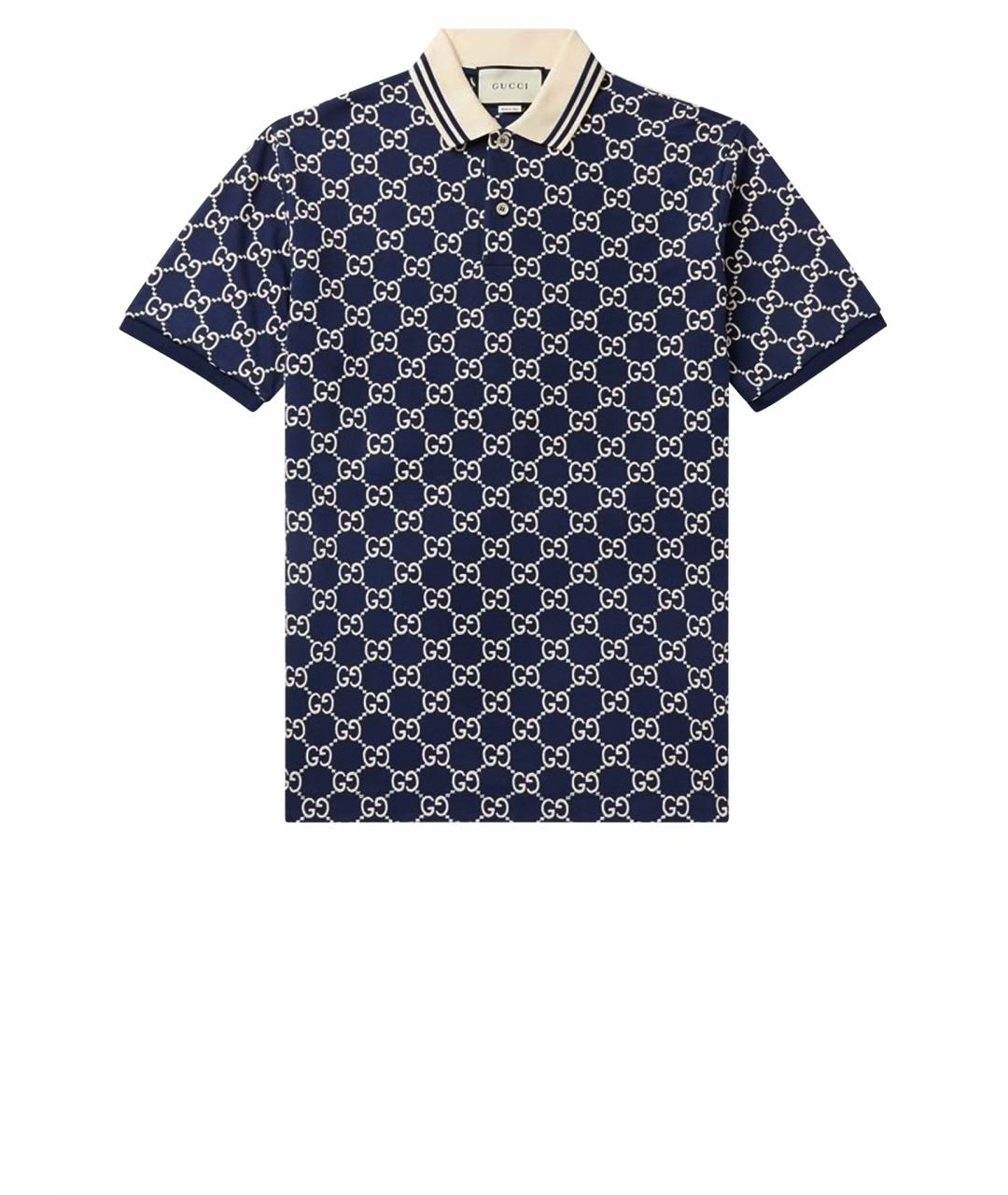 GUCCI Синее хлопковое поло с коротким рукавом, фото 1
