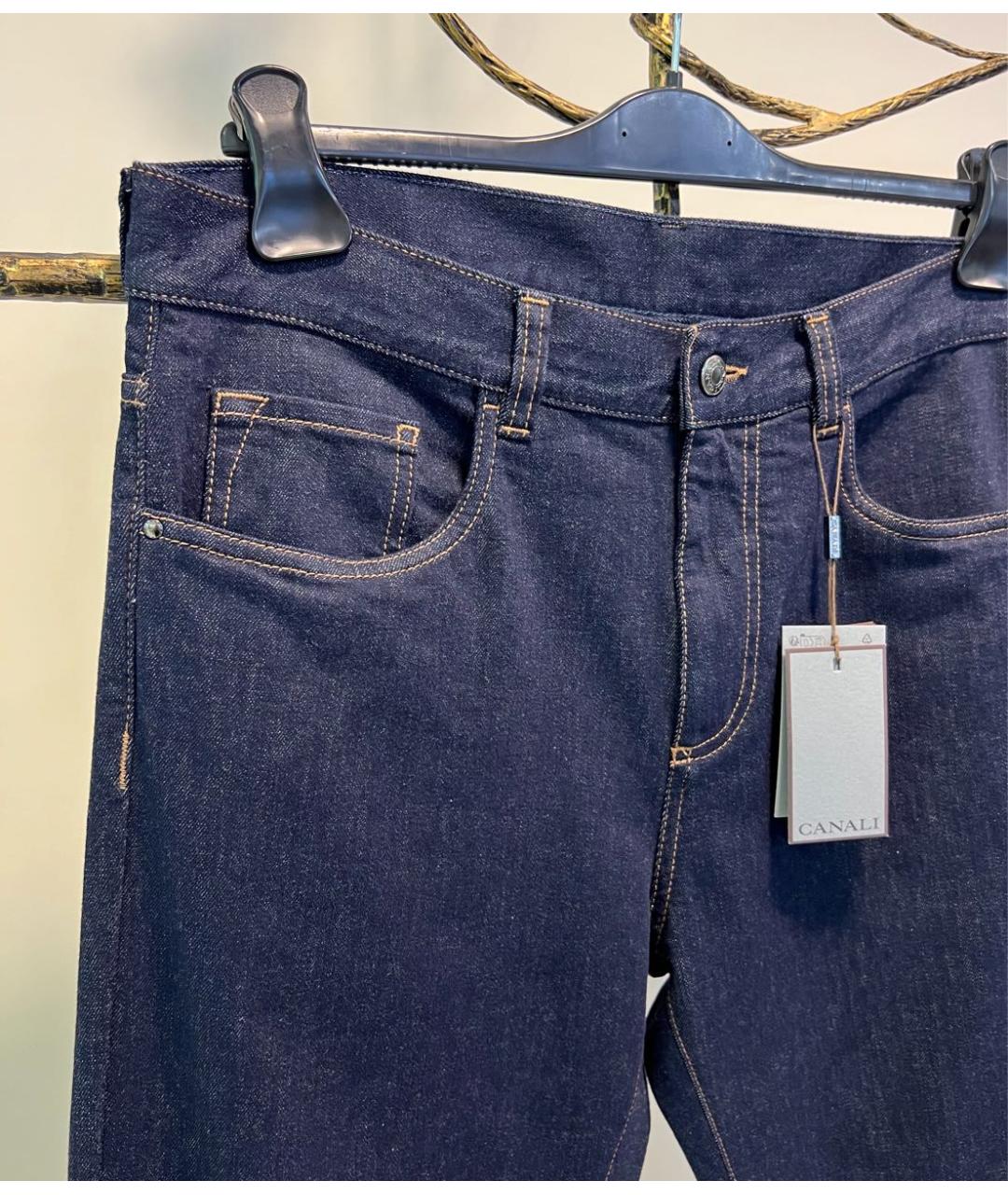 CANALI Темно-синие хлопковые прямые джинсы, фото 3