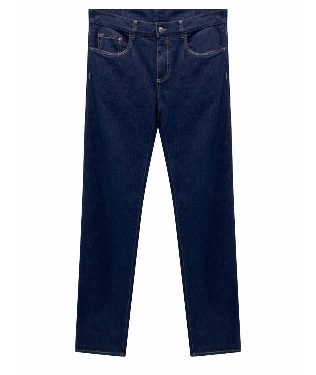 CANALI Темно-синие хлопковые прямые джинсы, фото 1