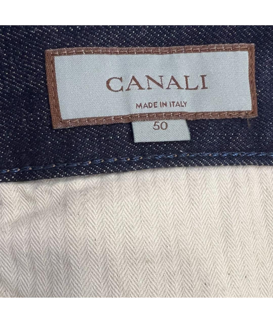 CANALI Темно-синие хлопковые прямые джинсы, фото 6