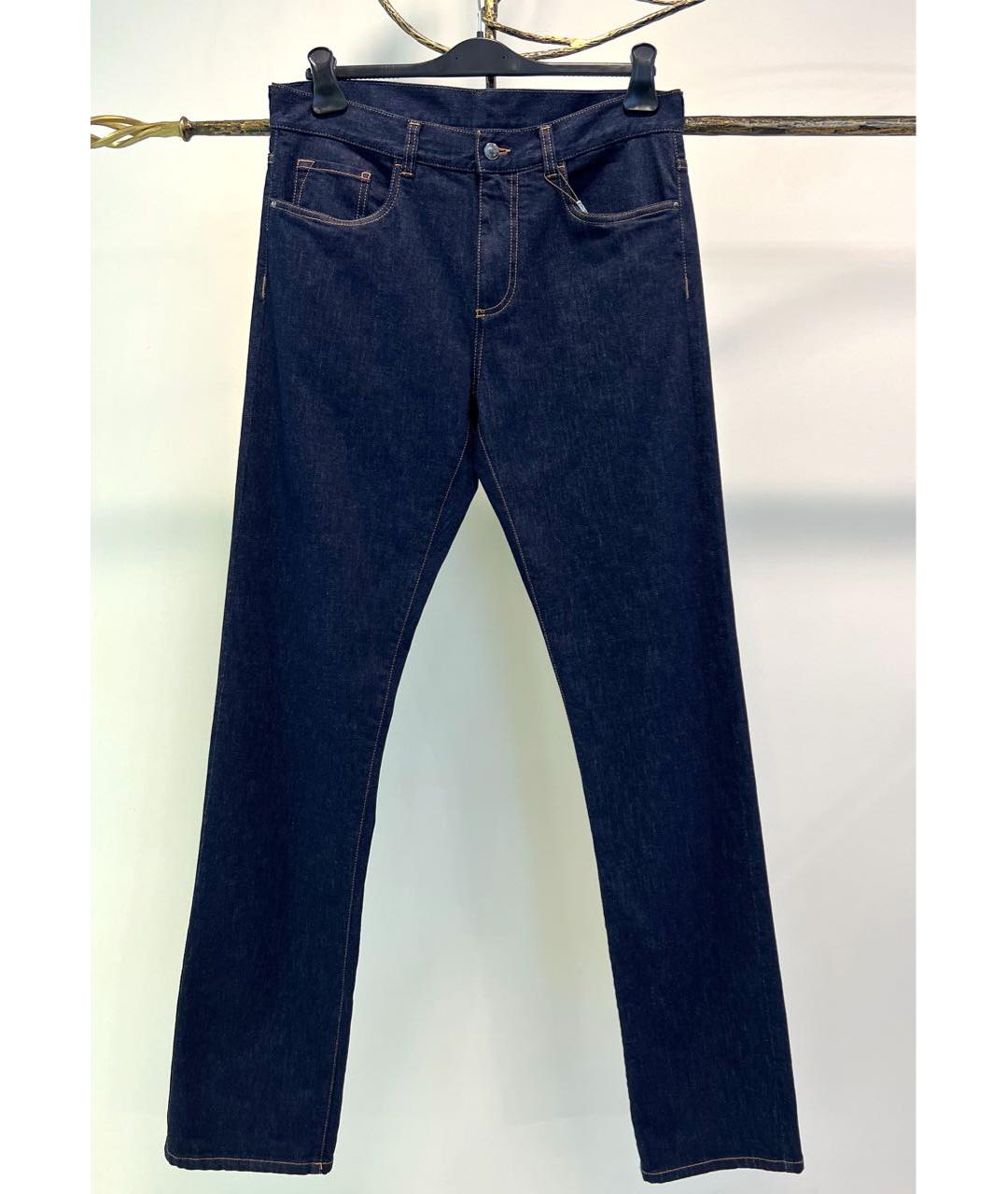CANALI Темно-синие хлопковые прямые джинсы, фото 8