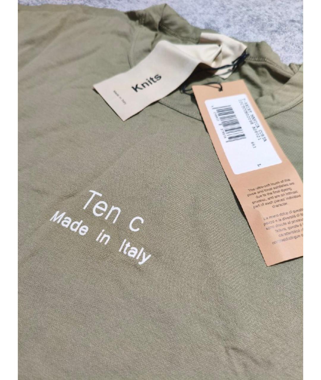 TEN C Хаки хлопковая футболка, фото 3