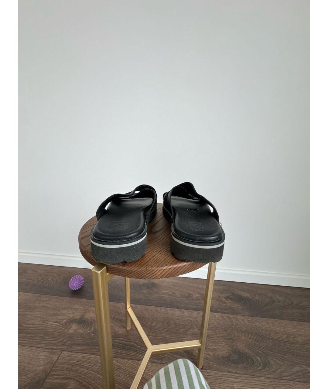 BOGNER Черные кожаные шлепанцы, фото 4