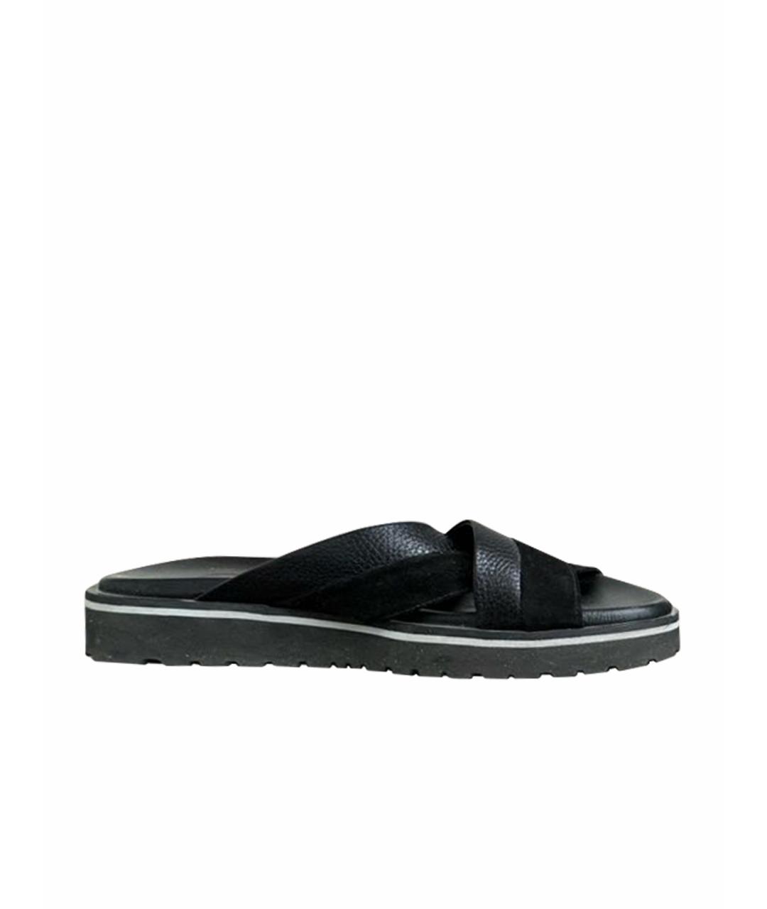 BOGNER Черные кожаные шлепанцы, фото 1