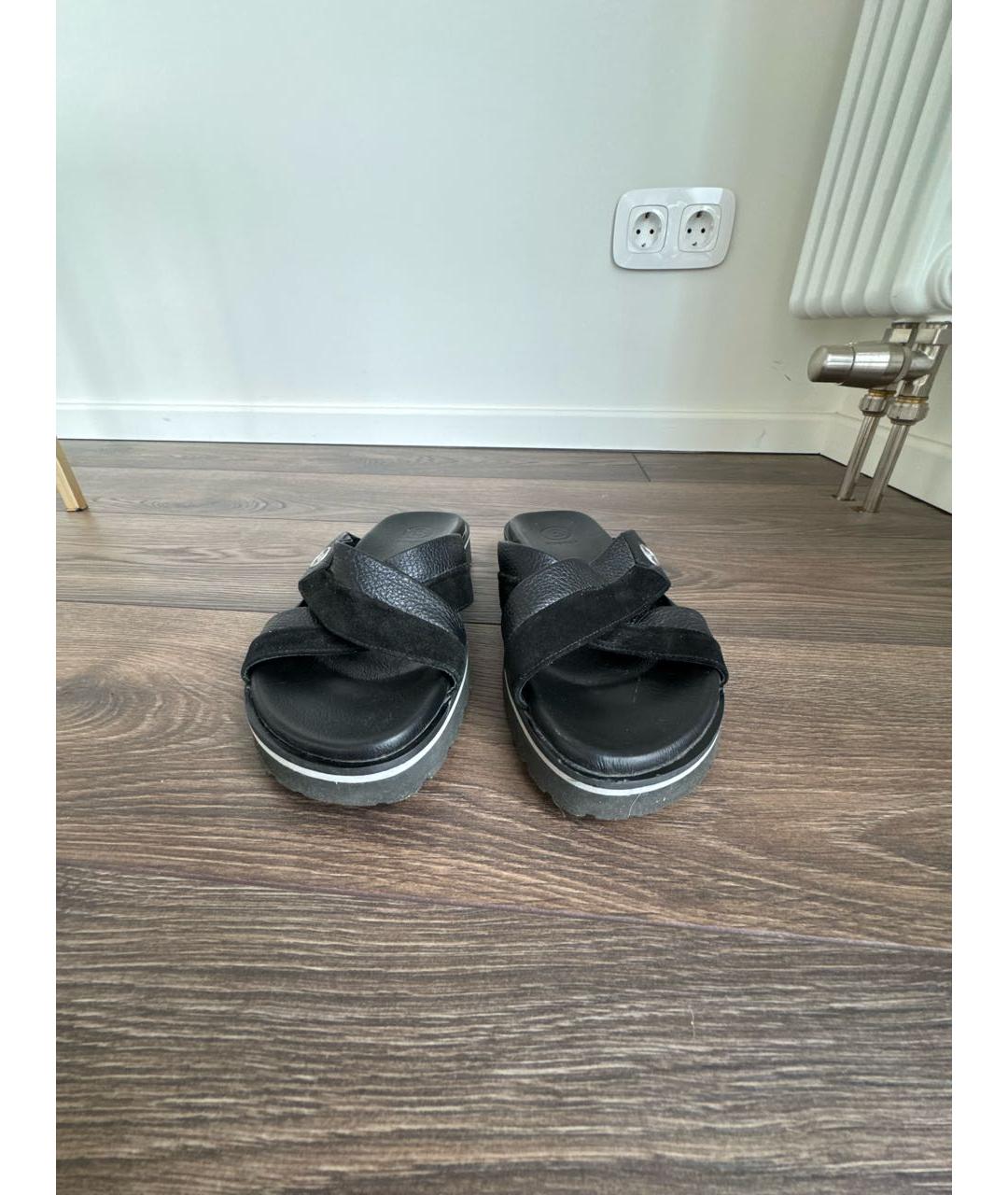 BOGNER Черные кожаные шлепанцы, фото 2