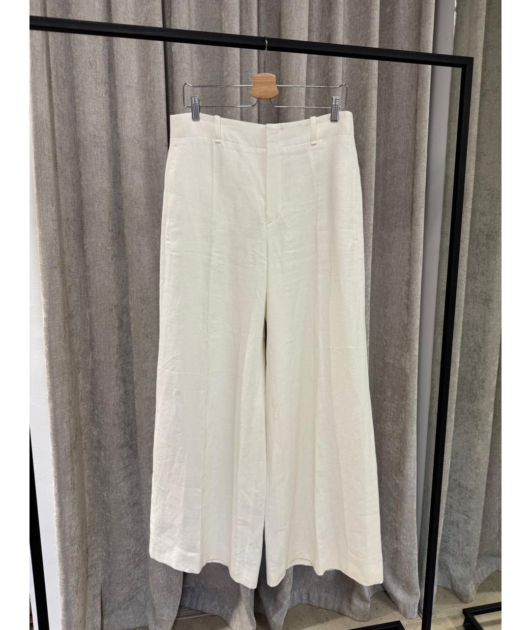 CHLOE Белые льняные брюки широкие, фото 5