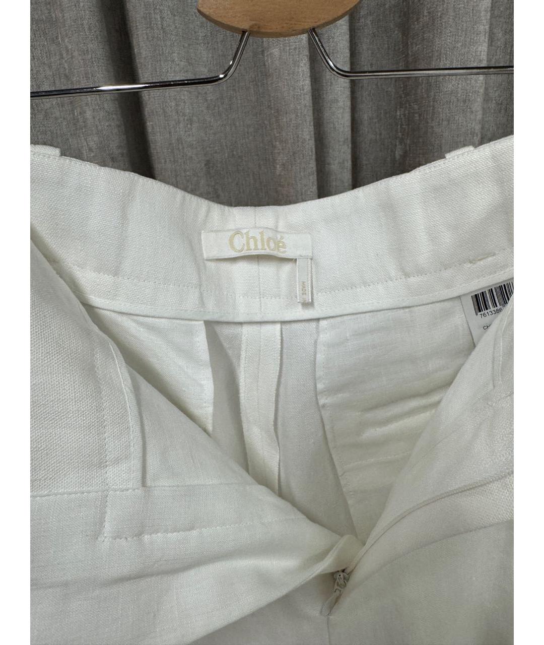 CHLOE Белые льняные брюки широкие, фото 3