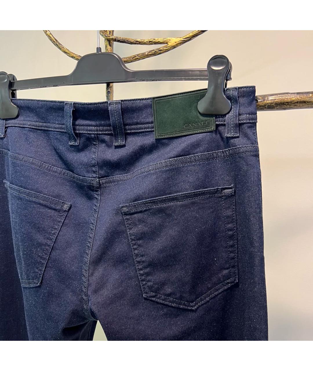CANALI Темно-синие хлопковые прямые джинсы, фото 4
