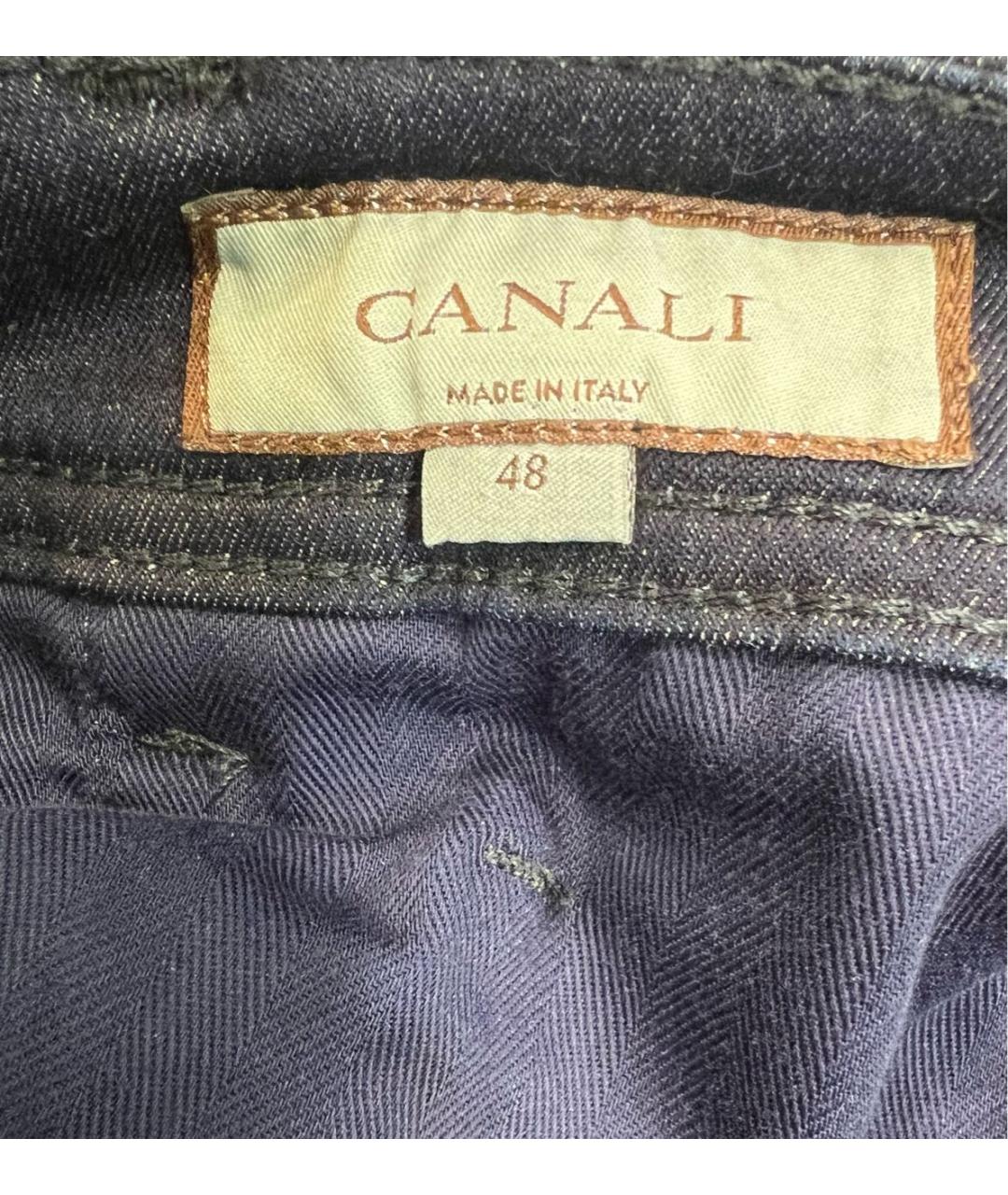 CANALI Темно-синие хлопковые прямые джинсы, фото 6